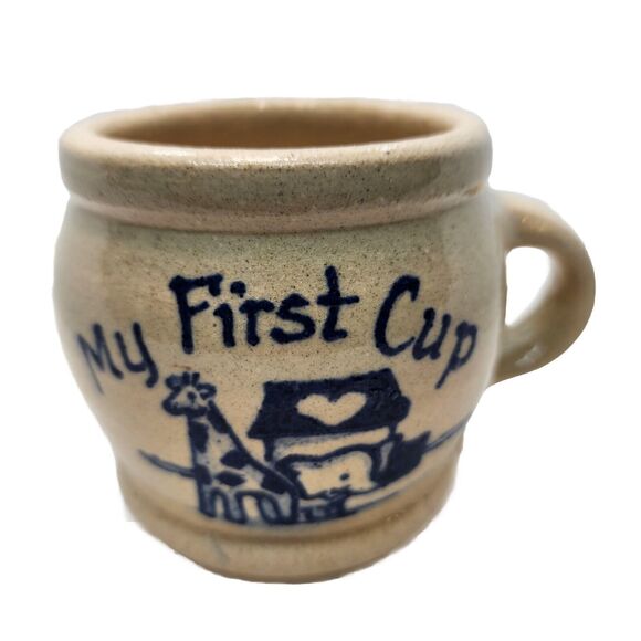 M.P.C. Pottery Works Salt Glaze Child's My First Cup Handled Cup  1995 Gift - Picture 1 of 16